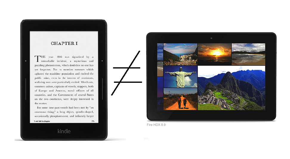 Kindle Paperwhite vs Kindle Fire HDX 8.9 Comparison