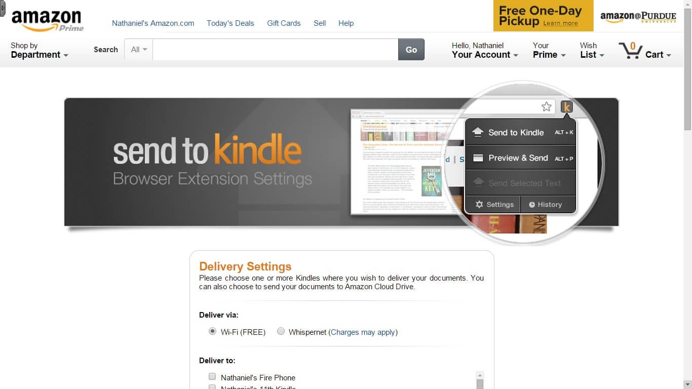 Grab the Send to Kindle browser extension for Chrome.